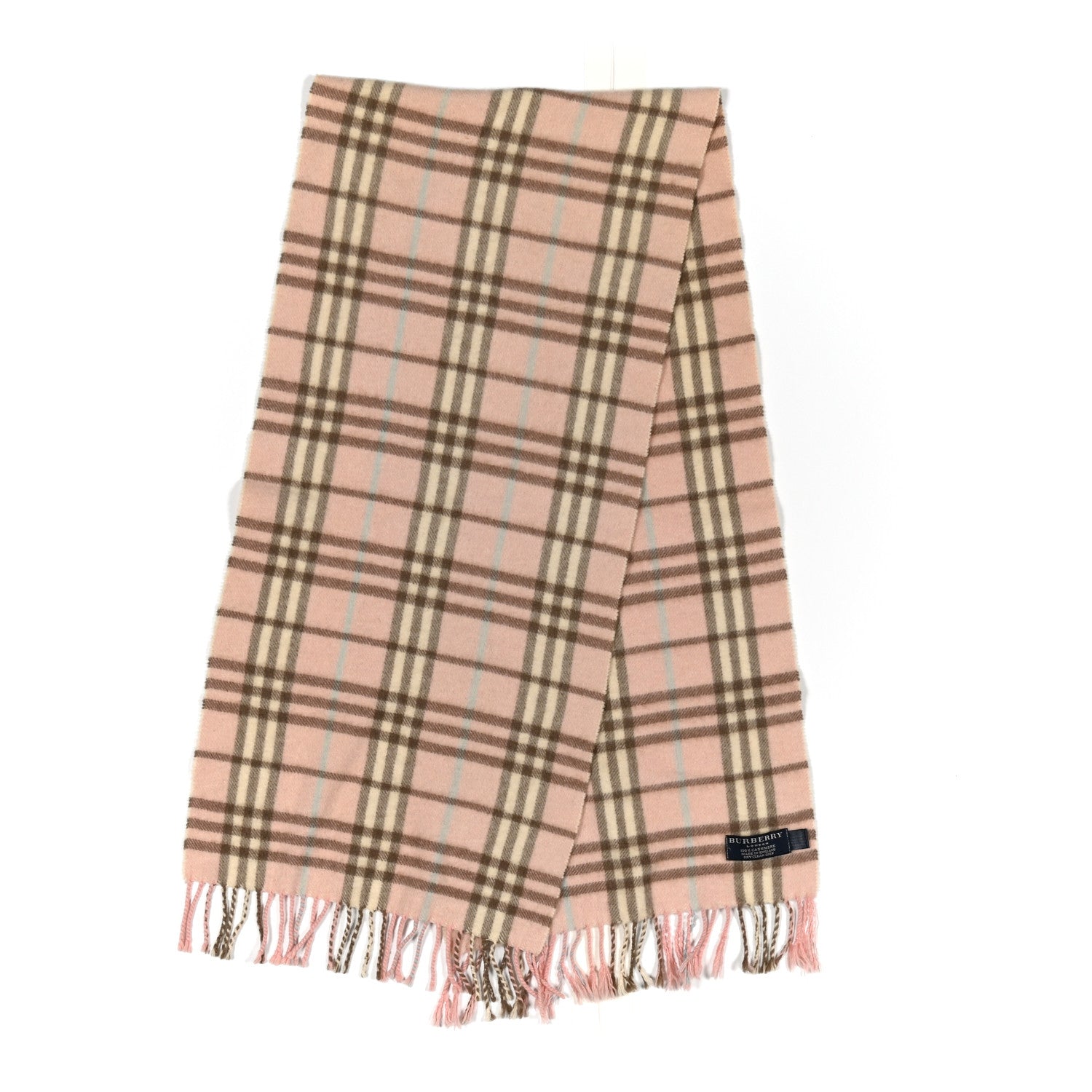 Burberry Cashmere Nova Check Fringe Scarf Pink 2 of 3