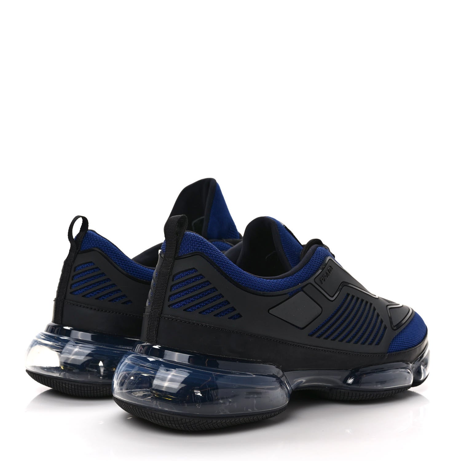 Prada Rubber Knit Fabric Mesh Mens Cloudbust Air Sport Sneakers 8 Blue Black 4 of 9