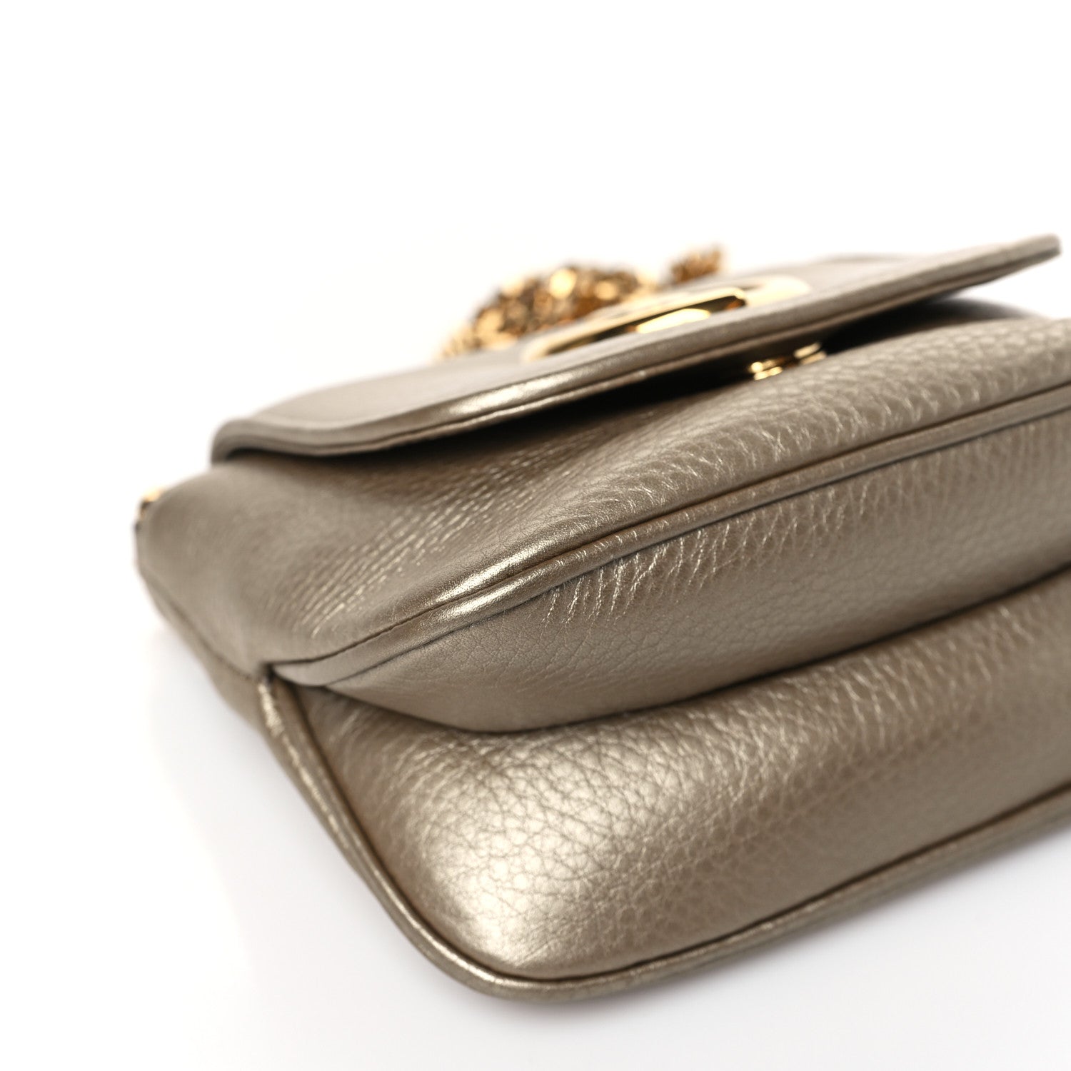 Gucci Pebbled Calfskin Small 1973 Chain Shoulder Bag Champagne 8 of 9