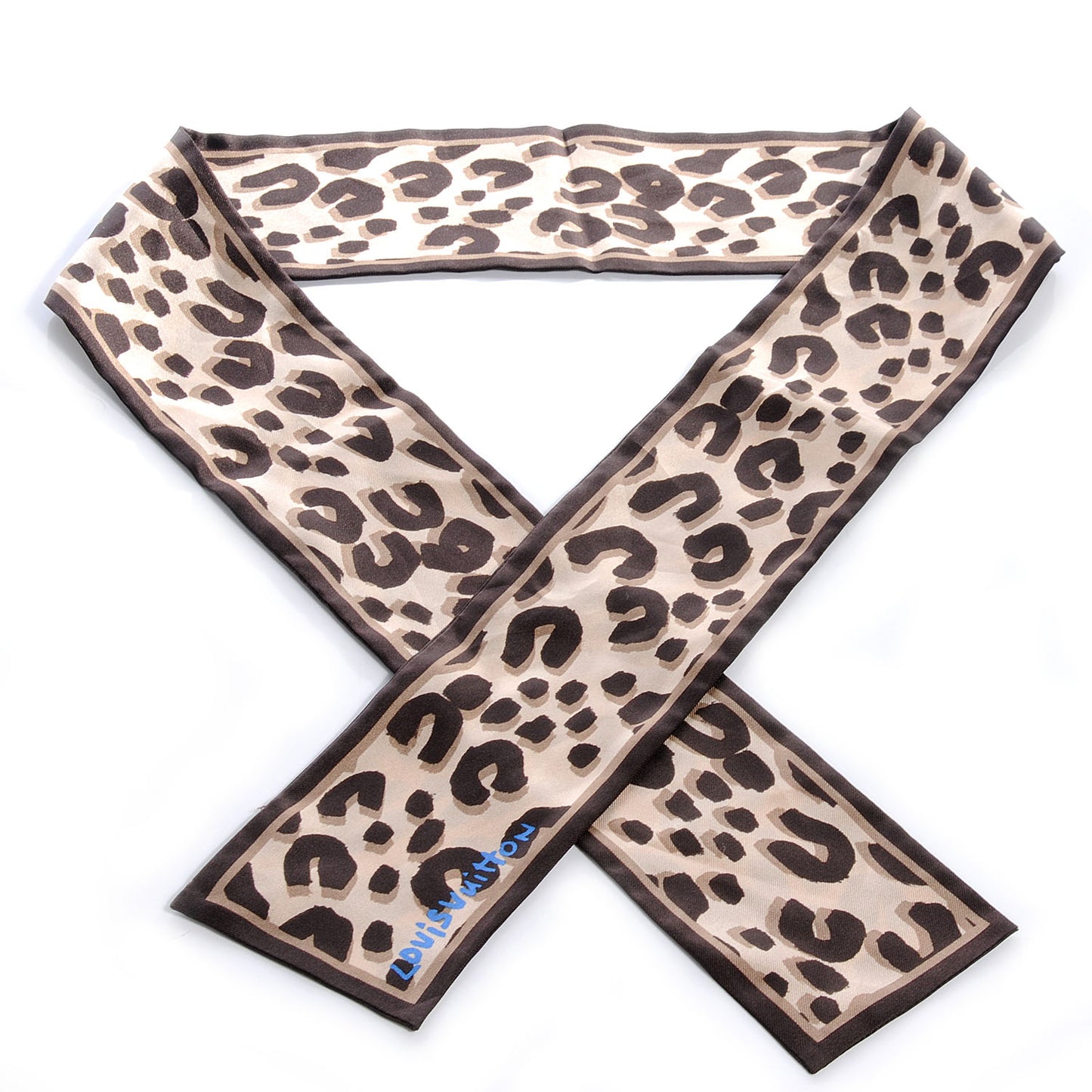Silk Leopard Bandeau Scarf Marron