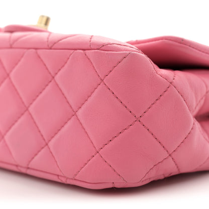 Chanel Lambskin Resin Quilted Mini Rectangular Pearl Samba Flap Pink 11 of 12