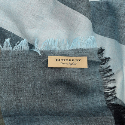Burberry Linen Giant Exploded Check Lightweight Scarf Pale Blue 2 of 3