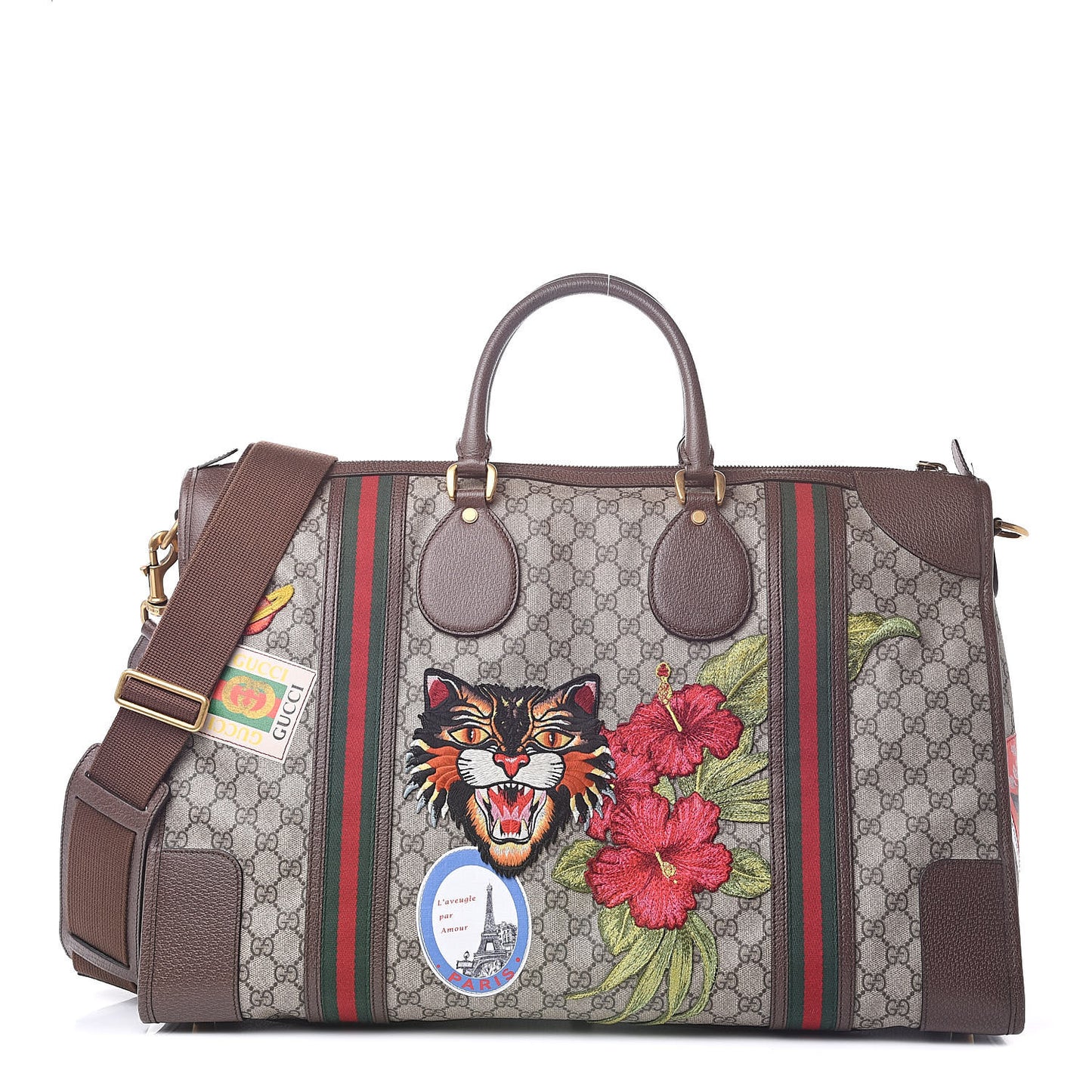 Soft GG Supreme Monogram Courrier Large Duffle Bag Beige New Acero Multicolor