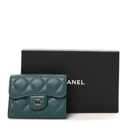 Chanel Caviar Quilted Flap Card Holder Wallet Green 8 of 8