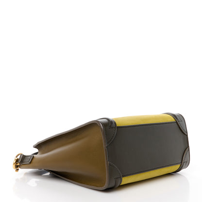 Celine Nubuck Smooth Calfskin Nano Tri-Color Luggage Chartreuse 4 of 10