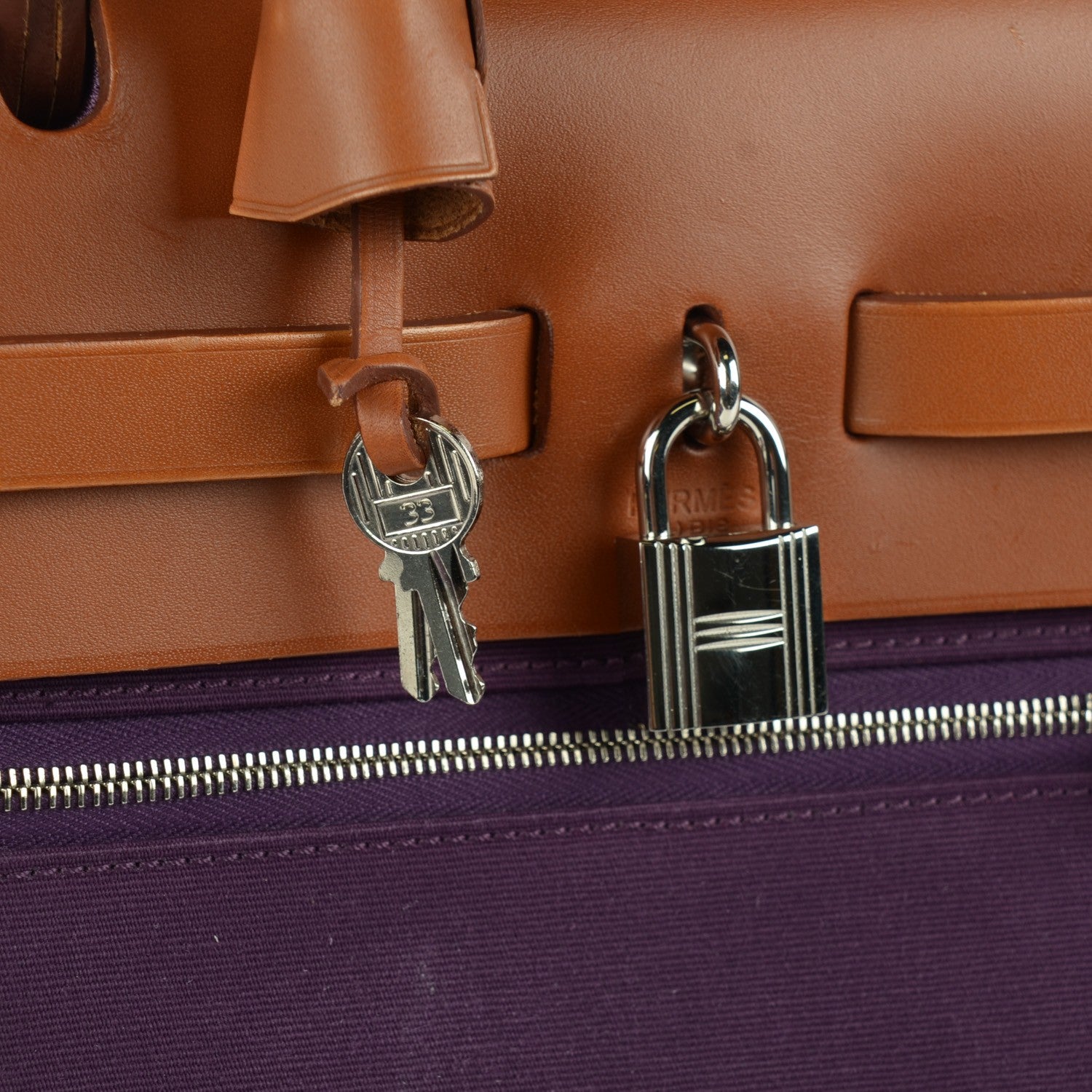 Hermes Vache Hunter Toile Herbag Zip 31 PM Fauve Cassis 14 of 18