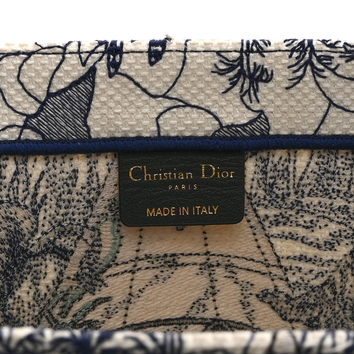 Christian Dior Canvas Embroidered Large Around The World Book Tote Blue 6 of 11