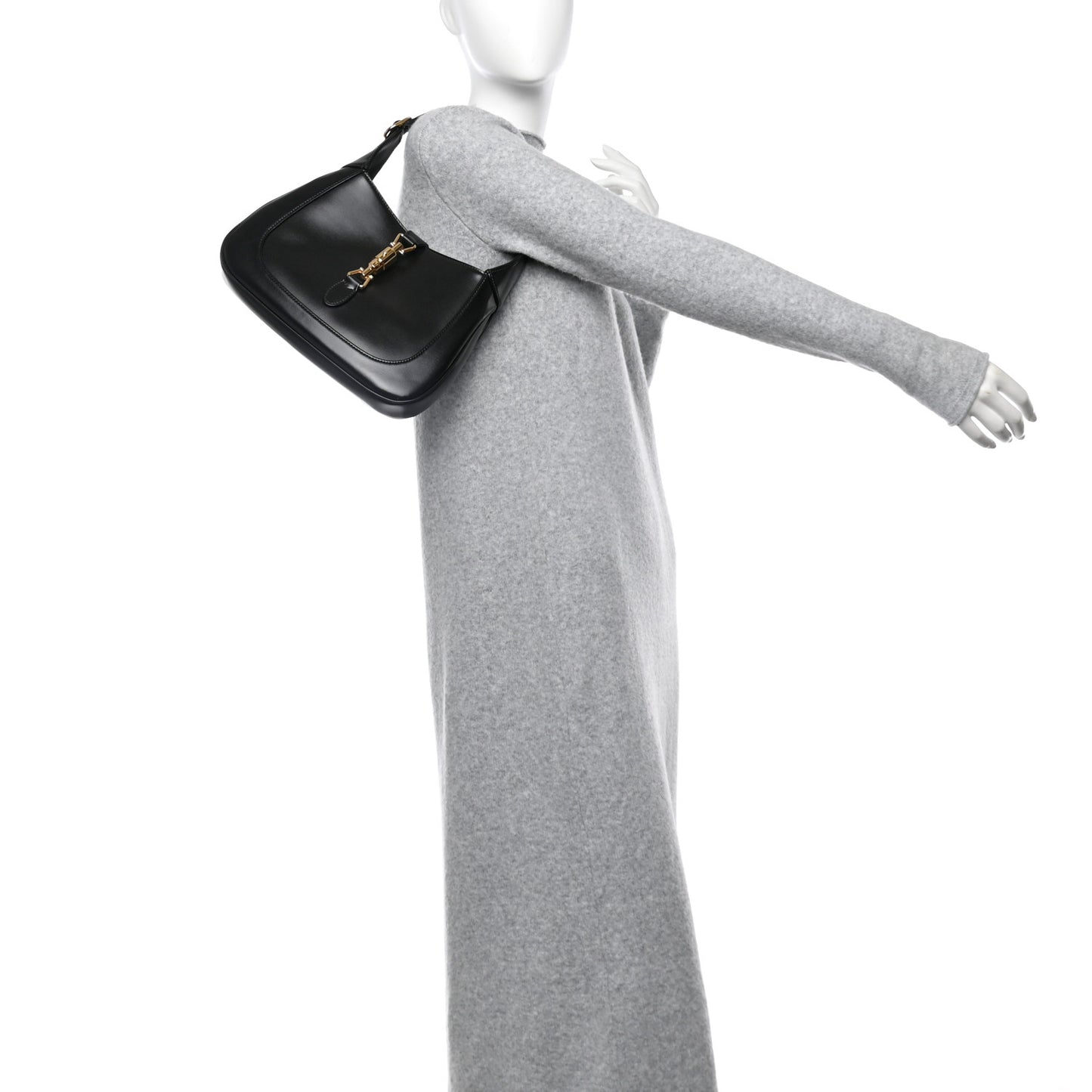 Boarded Dyana Lux Calfskin Small Jackie 1961 Hobo Black