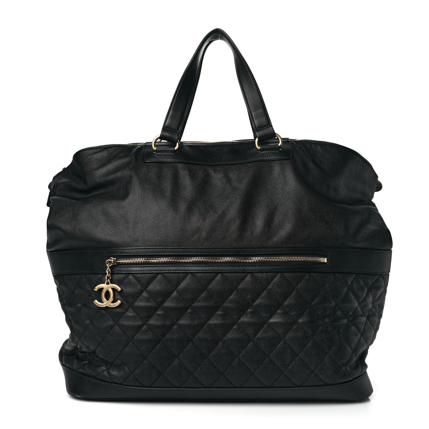 Caviar Quilted Weekender Bag Black
