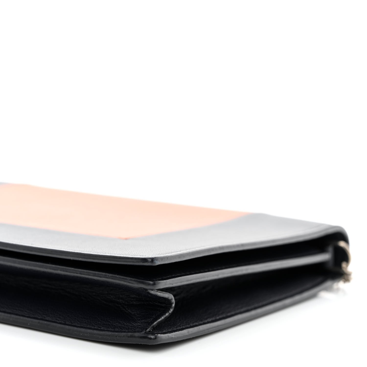 Celine Smooth Lambskin Frame Evening Chain Clutch Terracotta Navy 9 of 9