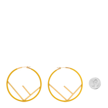 Fendi Metal Enamel Large F is Fendi Hoop Earrings Yellow Gold 2 of 4
