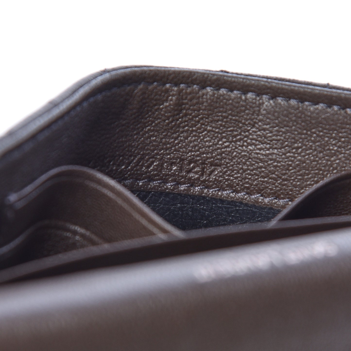 Lambskin Mixed Matelasse Chevron Small Monogram Envelope Wallet Dark Brown