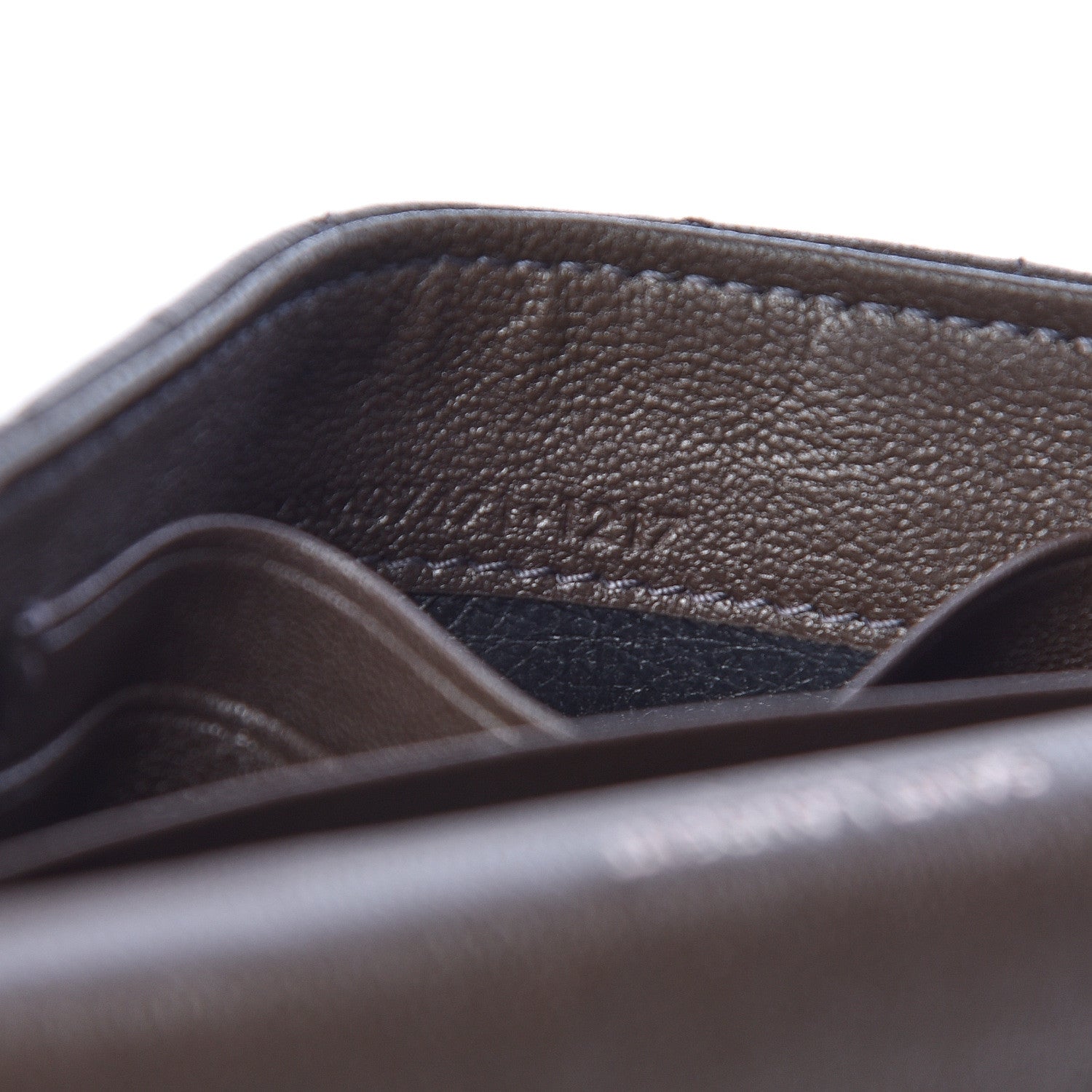Saint Laurent Lambskin Mixed Matelasse Chevron Small Monogram Envelope Wallet Dark Brown 7 of 8