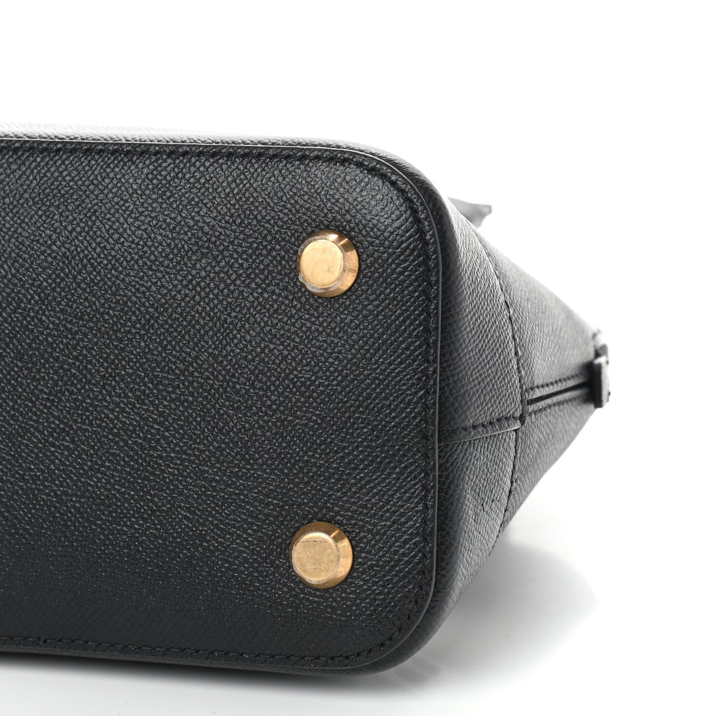 Signature Grained Calfskin Logo S Ville Top Handle Bag Black