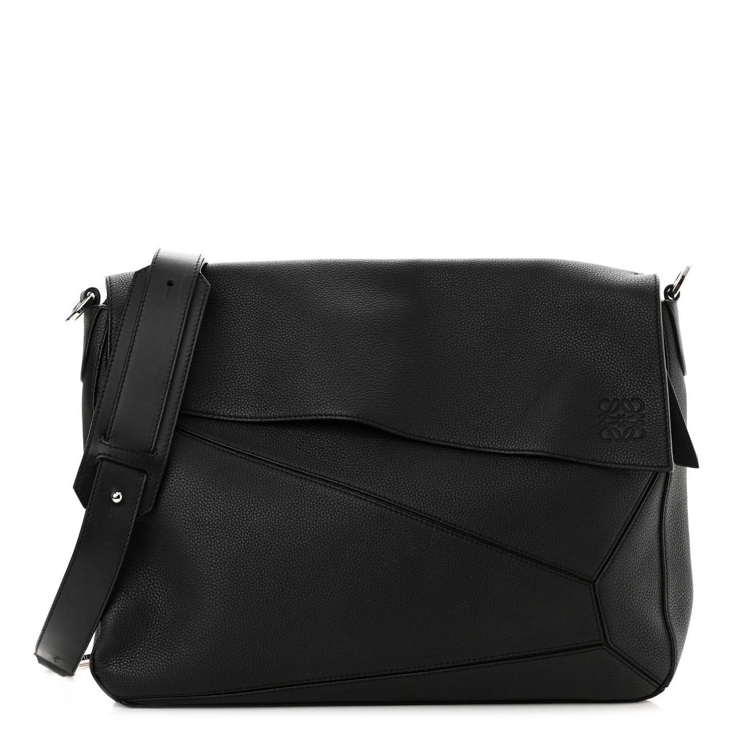Calfskin Puzzle Messenger Bag Black