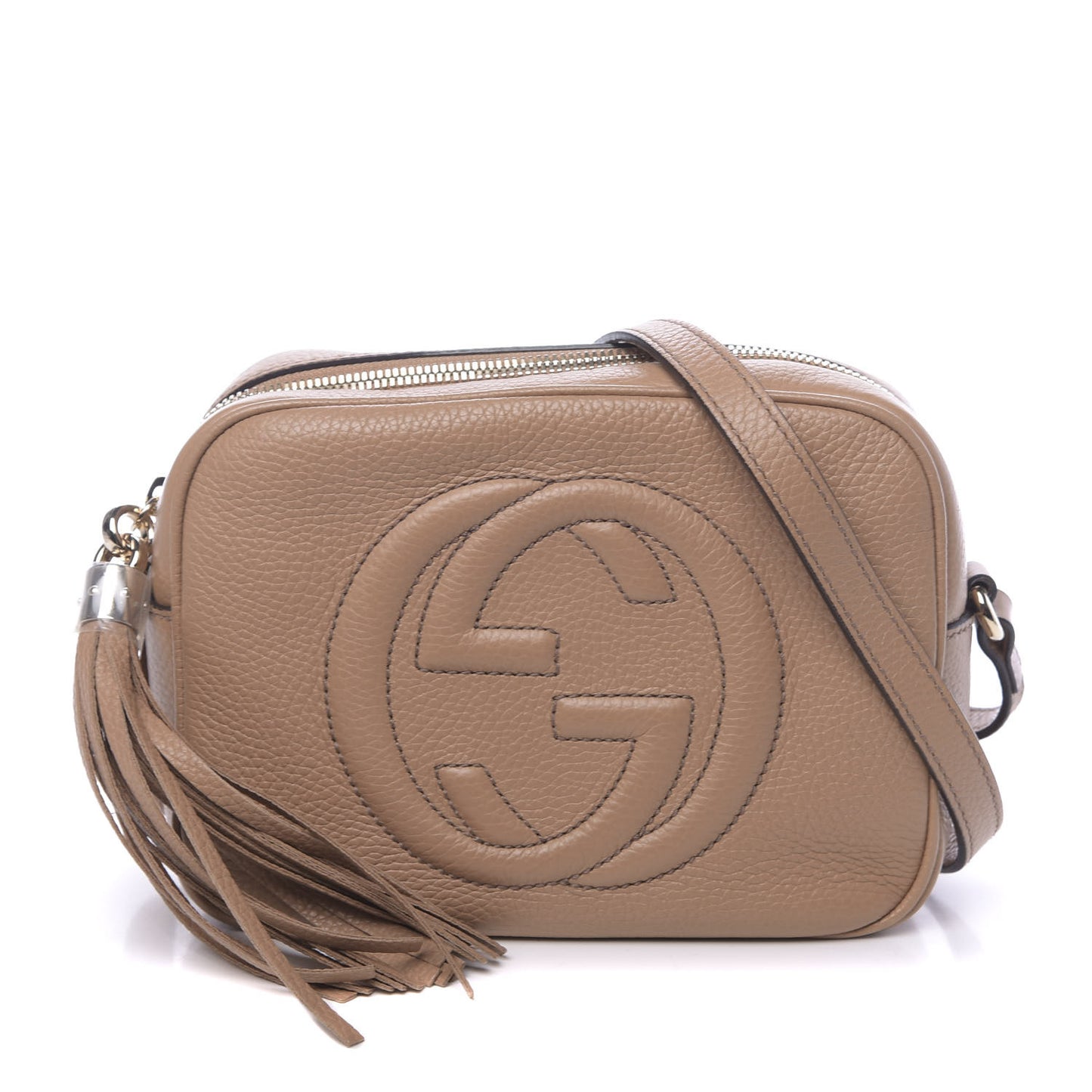 Pebbled Calfskin Small Soho Disco Bag Rose Beige