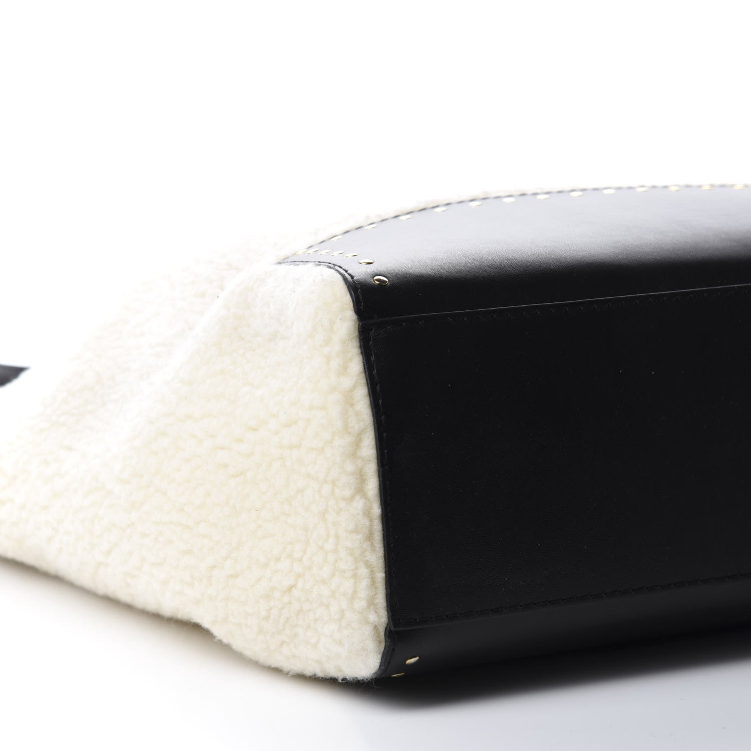 Stella McCartney Eco Alter Nappa Shearling Popper Bucket Bag Black White 6 of 11