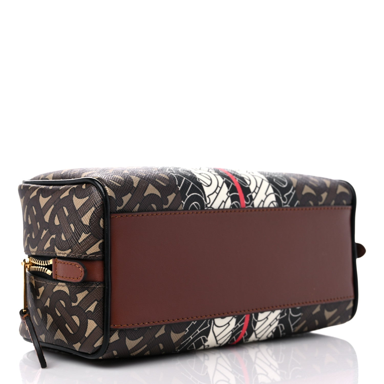 Burberry E-Canvas Monogram Stripe Travel Pouch Bridle Brown 4 of 8
