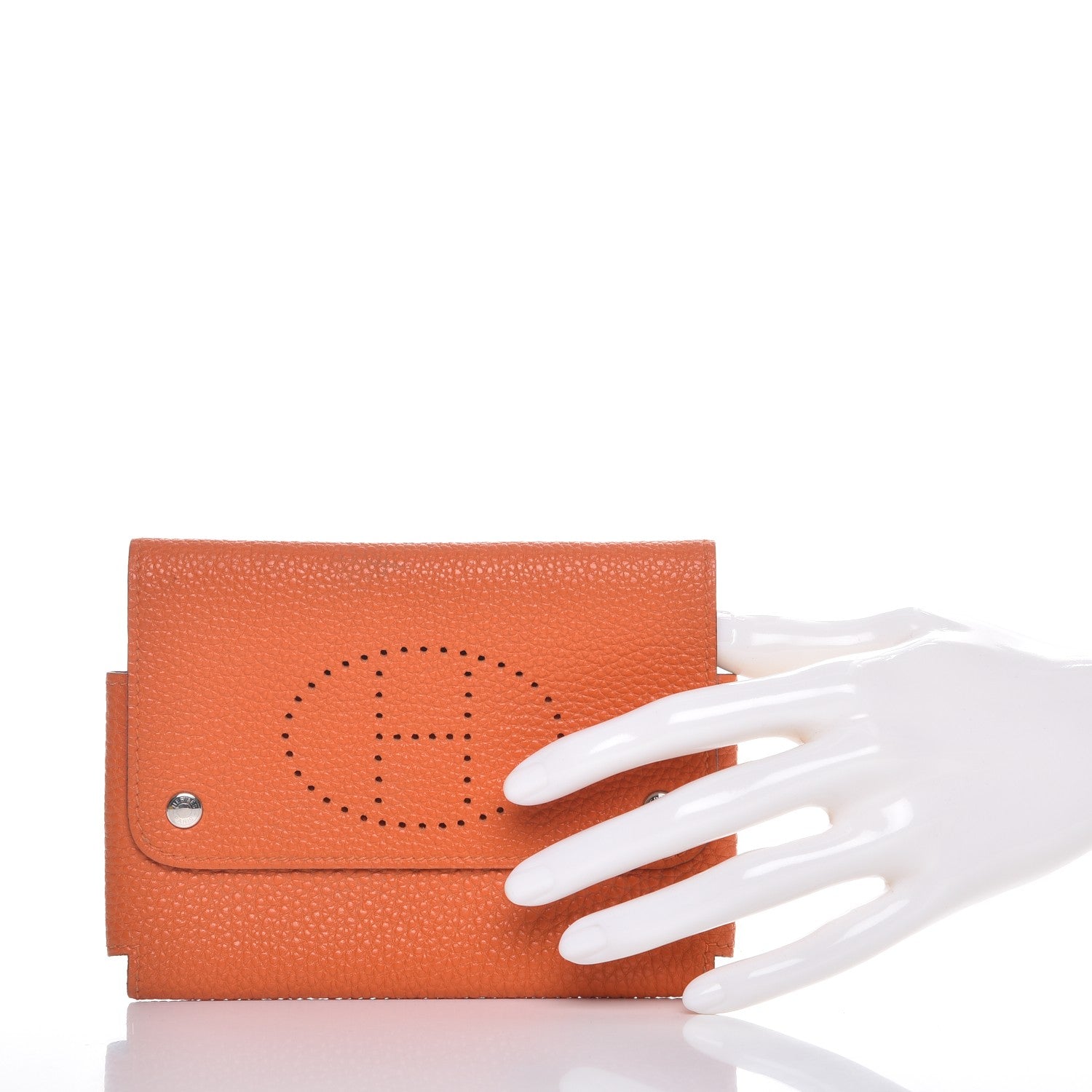 Hermes Taurillon Clemence Mises et Relances Playing Cards Holder Orange 2 of 7