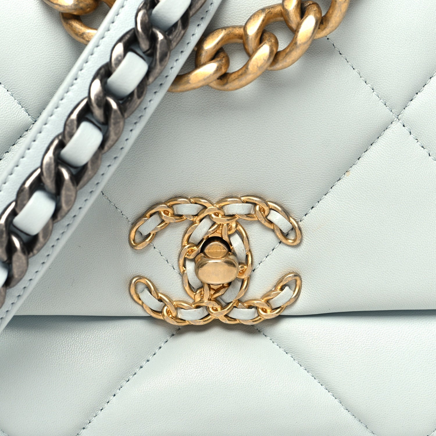 Chanel Lambskin Quilted Medium Chanel 19 Flap Light Blue 8 of 11