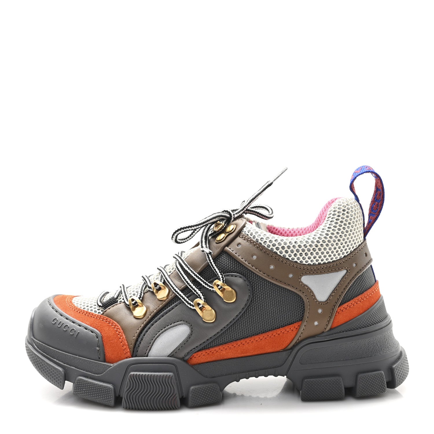 Gucci X SEGA Mesh Canvas Calfskin Womens Flashtrek Sneakers 37.5 White Box Pink Ardesia Loess 1 of 9