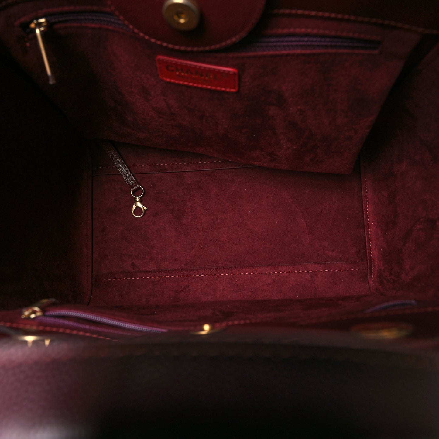 Caviar Small Studded Deauville Tote Burgundy