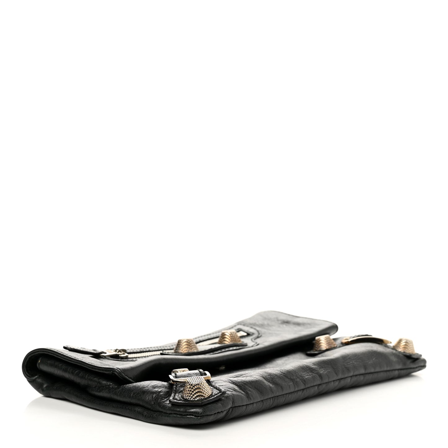 Agneau Giant 21 Silver Hardware Envelope Clutch Black