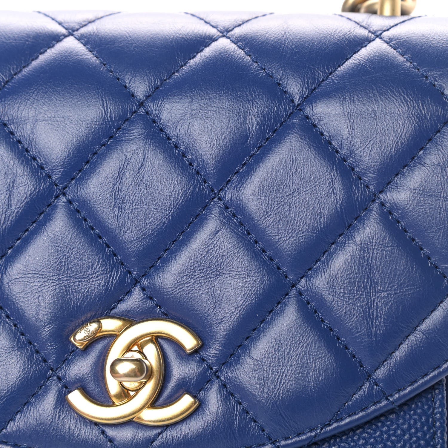 Chanel Calfskin Caviar Quilted Mini Chain Handle Flap Blue 5 of 7