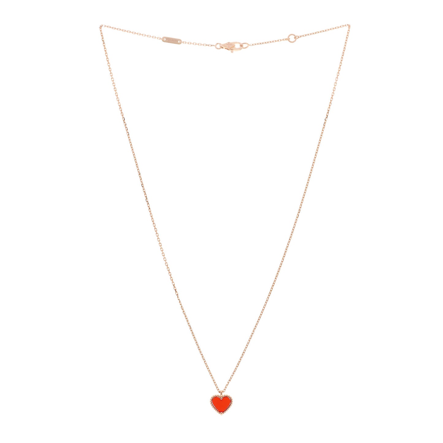 18k Rose Gold Carnelian Sweet Alhambra Heart Pendant Necklace
