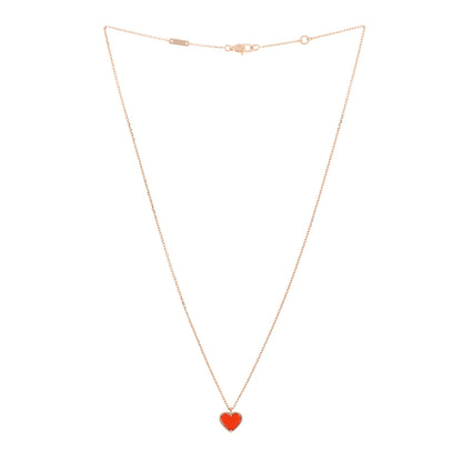 Van Cleef & Arpels 18k Rose Gold Carnelian Sweet Alhambra Heart Pendant Necklace 3 of 6