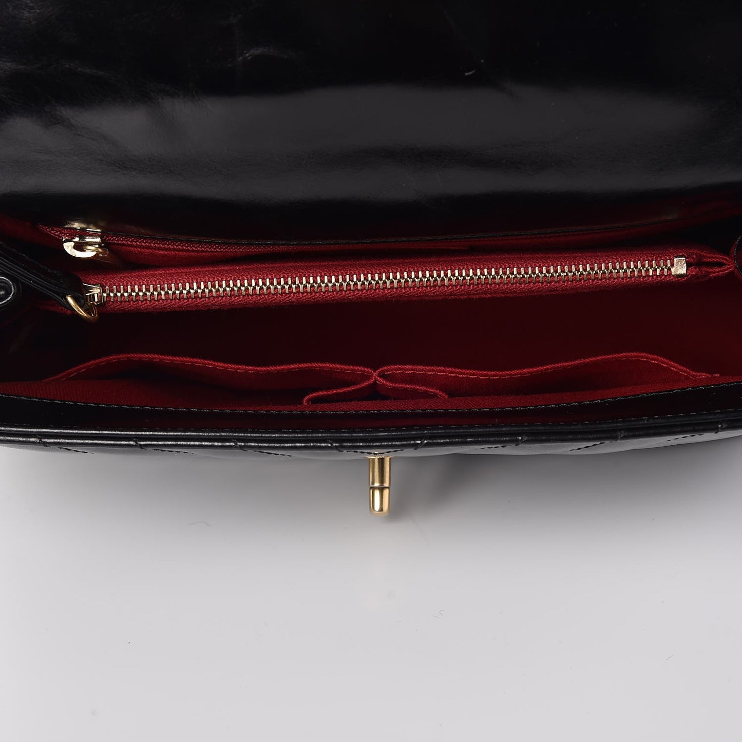 Calfskin Chevron Quilted Small Coco Handle Flap Black