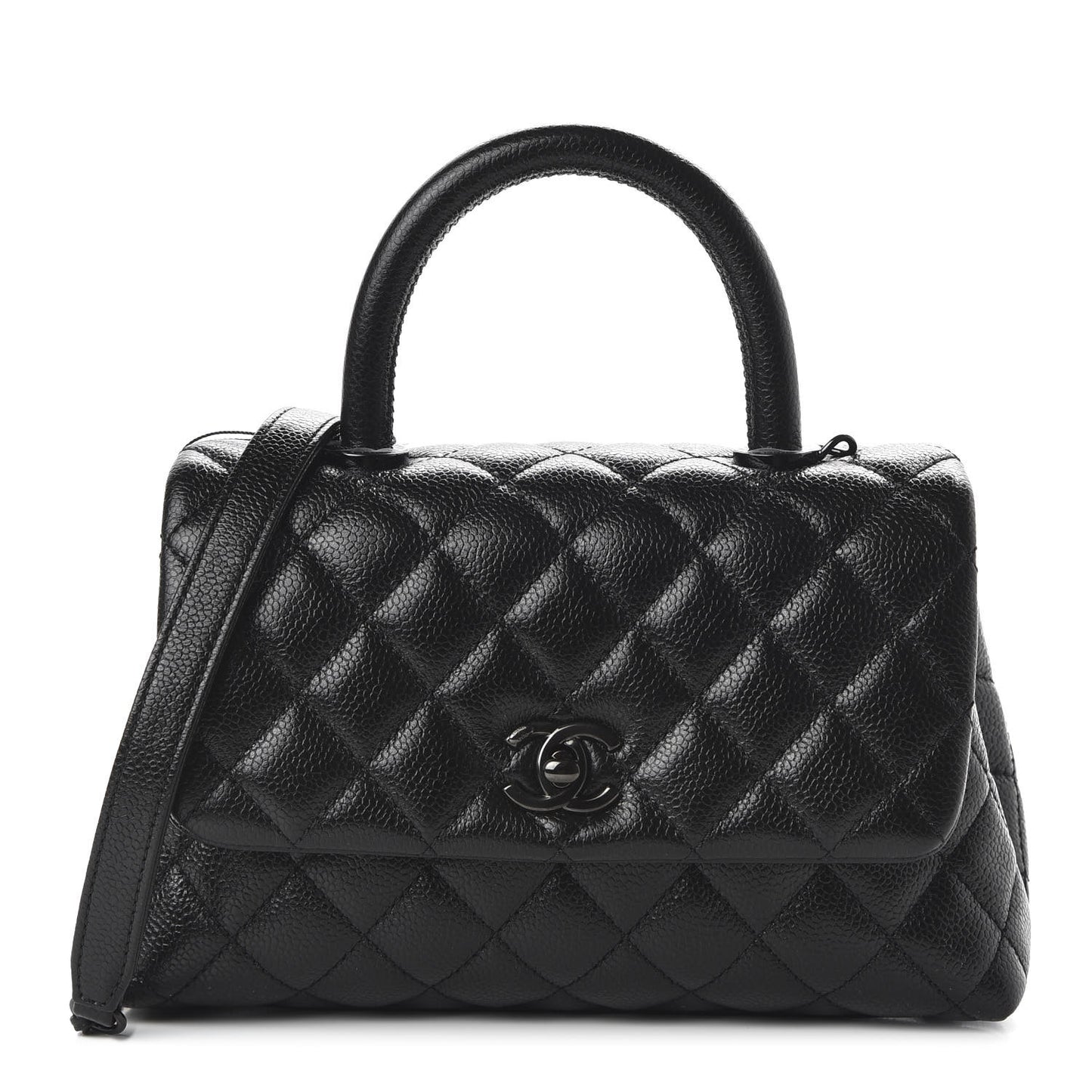 Caviar Quilted Mini Coco Handle Flap So Black