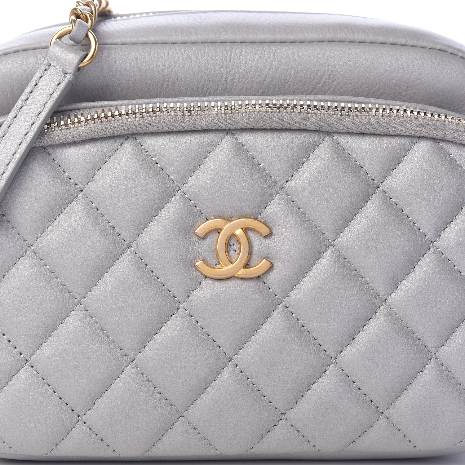 Chanel Iridescent Calfskin Quilted Day Trips Camera Case Light Grey 12 of 13