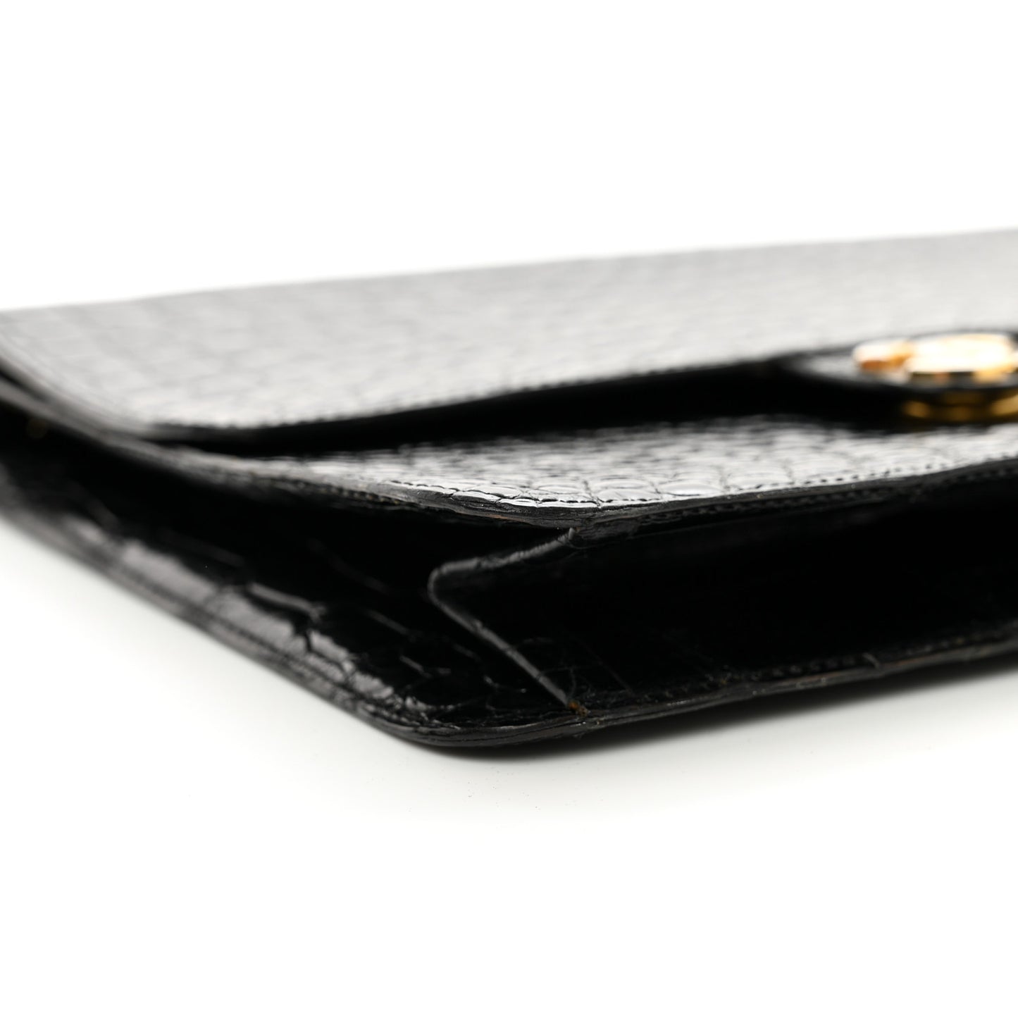 Shiny Crocodile Small Flap Black