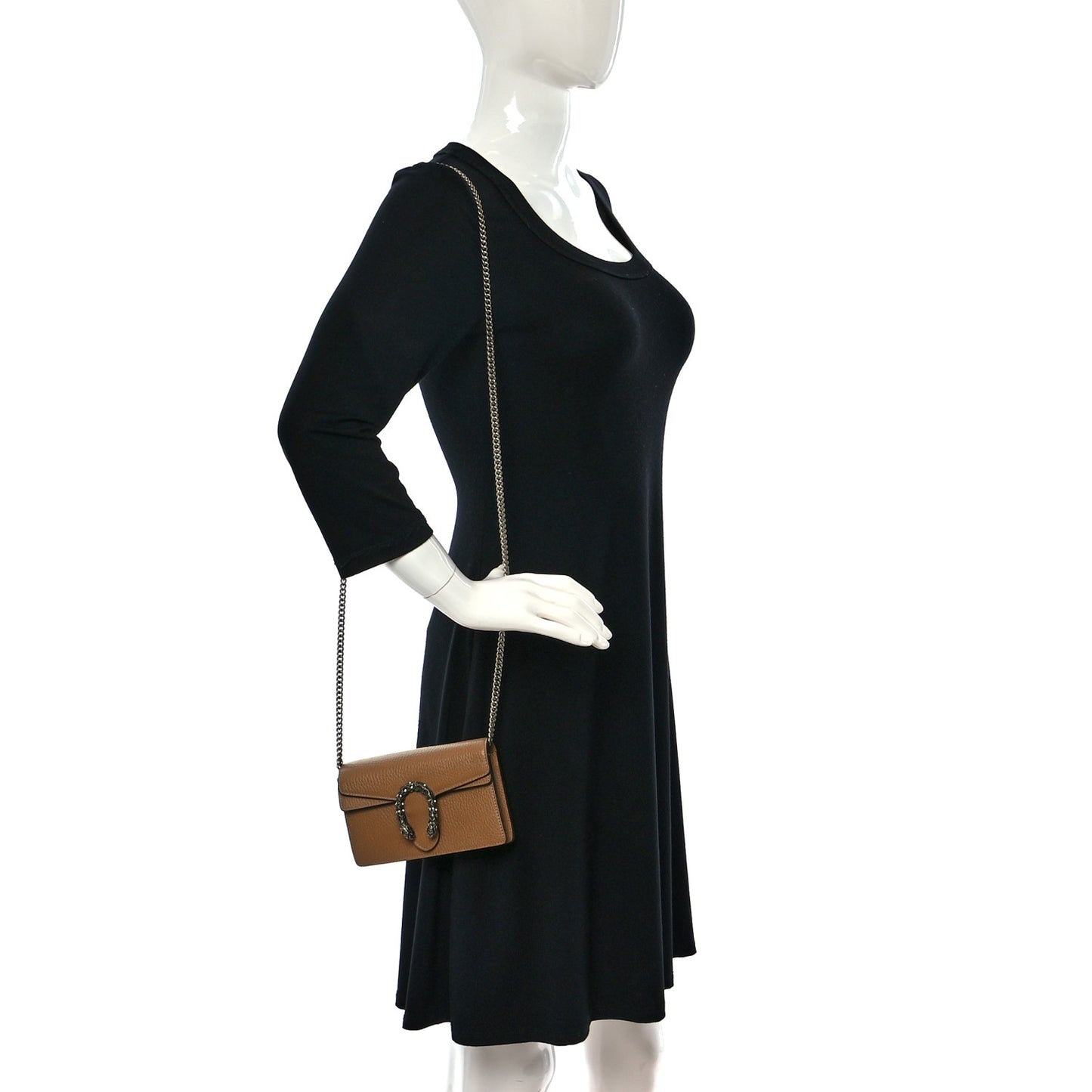 Dollar Calfskin Crystal Super Mini Dionysus Shoulder Bag Natural Tan Black Diamond