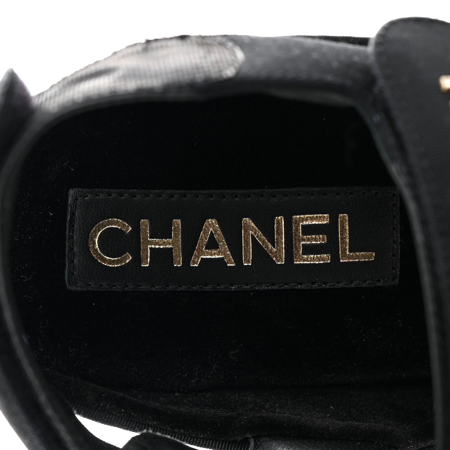 Chanel Grosgrain Crystal Logo Platform Sandals 39 Black 6 of 9
