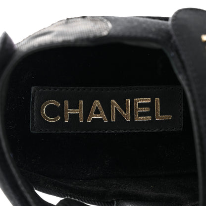 Chanel Grosgrain Crystal Logo Platform Sandals 39 Black 6 of 9