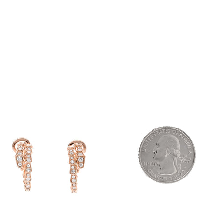 Bulgari 18K Rose Gold Diamond Serpenti Viper Hoop Pave Earrings 2 of 5