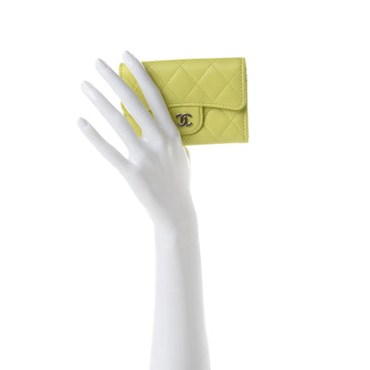 Chanel Lambskin Quilted Flap Card Holder Yellow 2 of 9