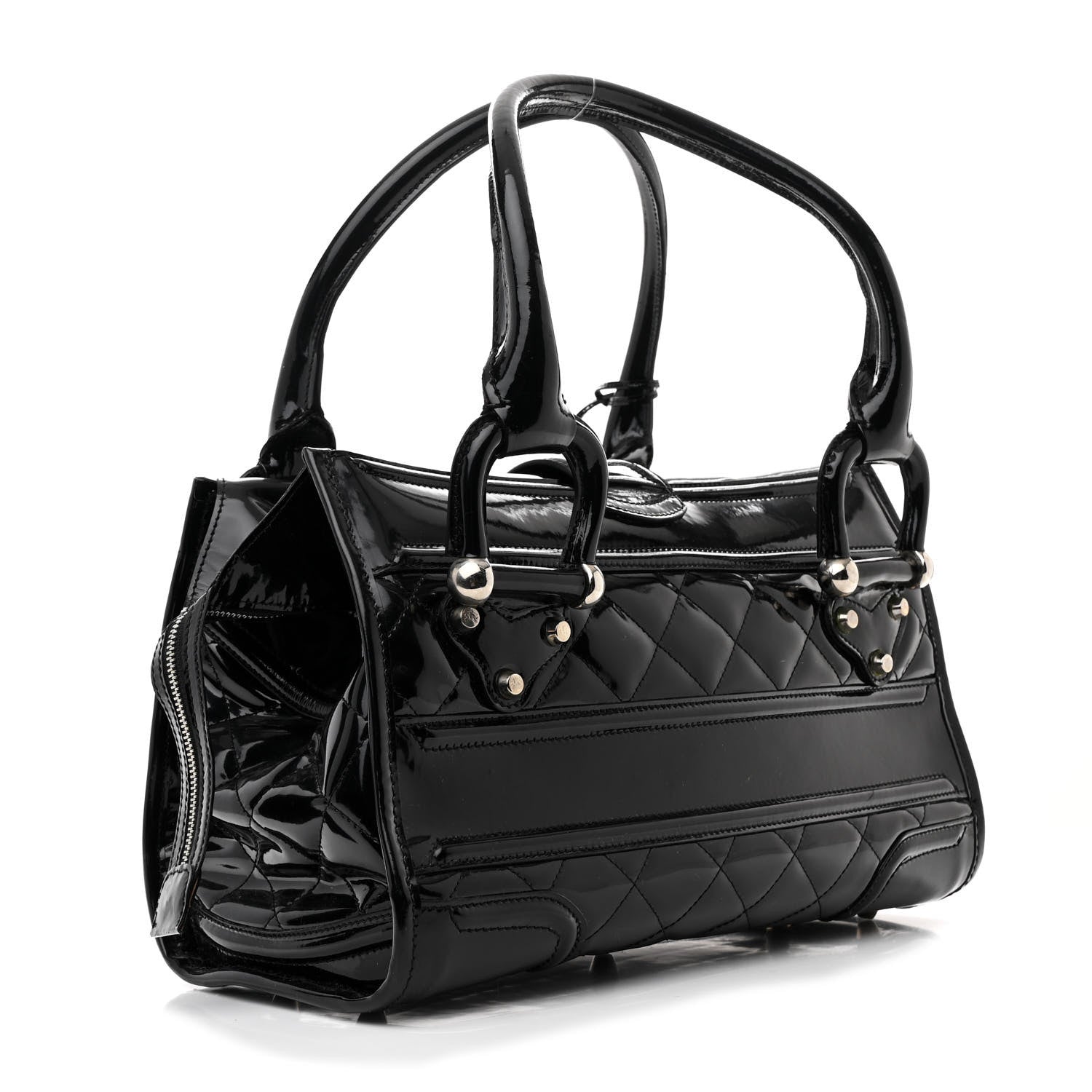 Burberry Patent Quilted Large Manor Tote  Black 3 of 11