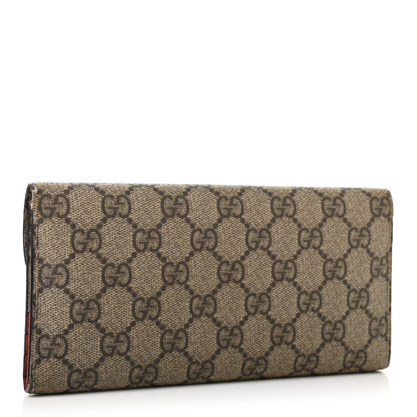 GG Supreme Monogram Interlocking Continental Flap Wallet Coral