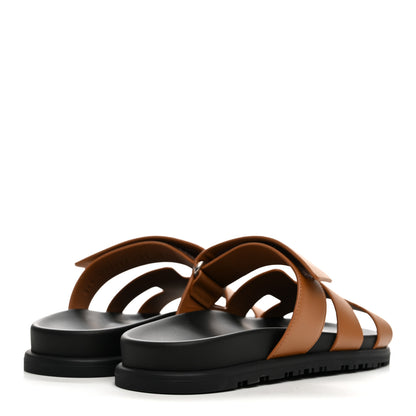 Hermes Calfskin Womens Chypre Sandals 37 Gold 5 of 10