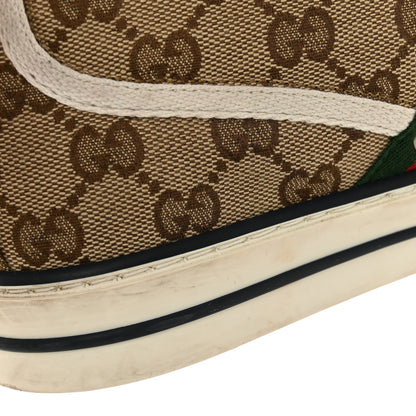 Gucci GG Monogram Web Womens 1977 Tennis High Top Sneakers 37 Beige Ebony Mystic White 10 of 12