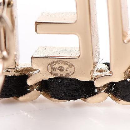 Chanel Metal Lambskin Vintage Allure Logo Hair Clip Black Gold 3 of 5