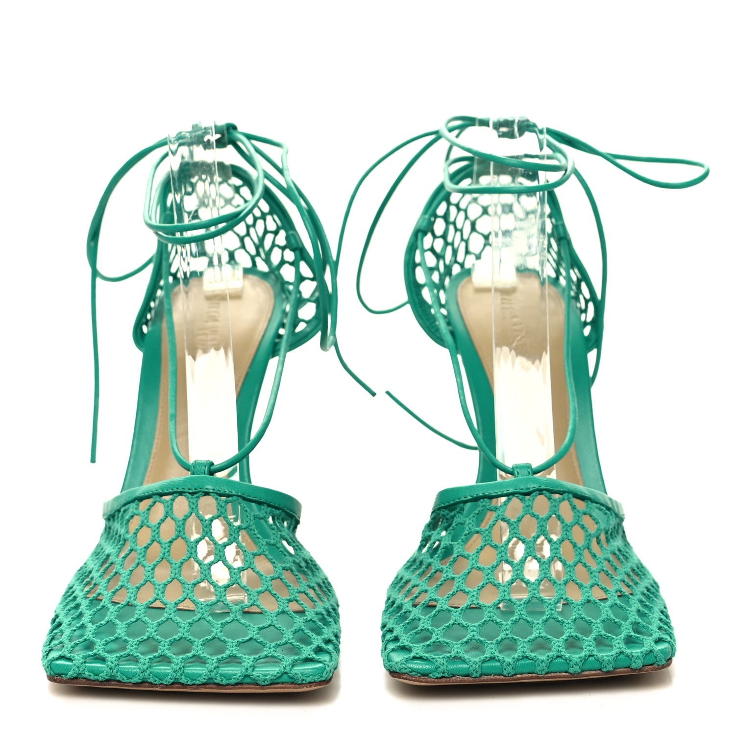Bottega Veneta Mesh Nappa Stretch Ankle Tie 90mm Sandals 40.5 Acid Turquoise 2 of 7