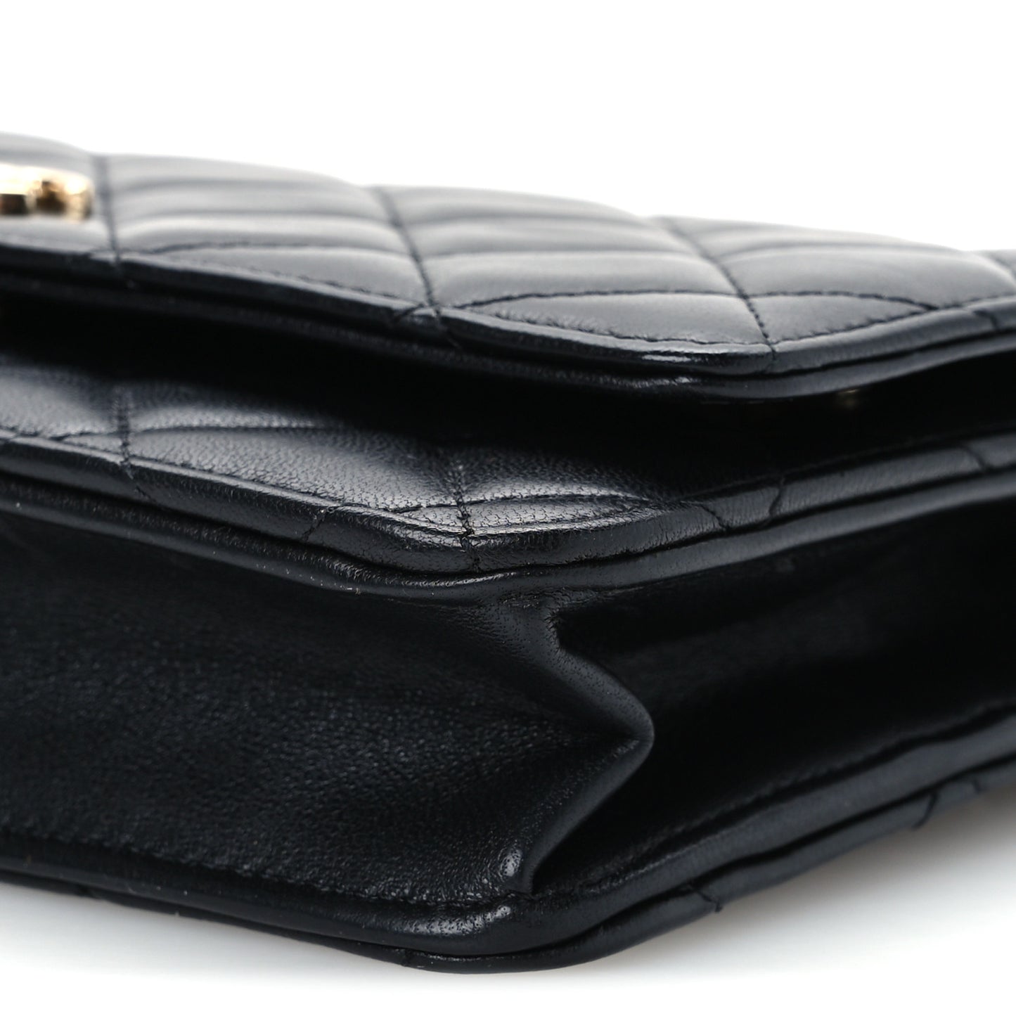 Lambskin Quilted Coco Charms Wallet On Chain Black