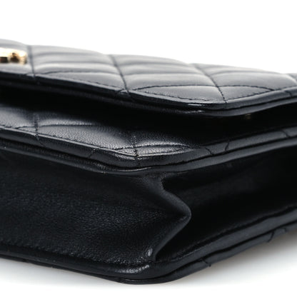 Chanel Lambskin Quilted Coco Charms Wallet On Chain Black 11 of 12