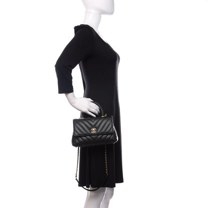 Chanel Caviar Chevron Quilted Mini Coco Handle Flap Black 3 of 11
