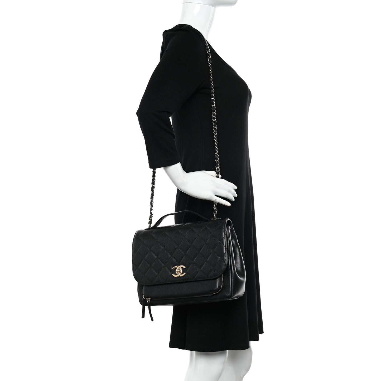 Caviar Quilted Large Business Affinity Flap Black