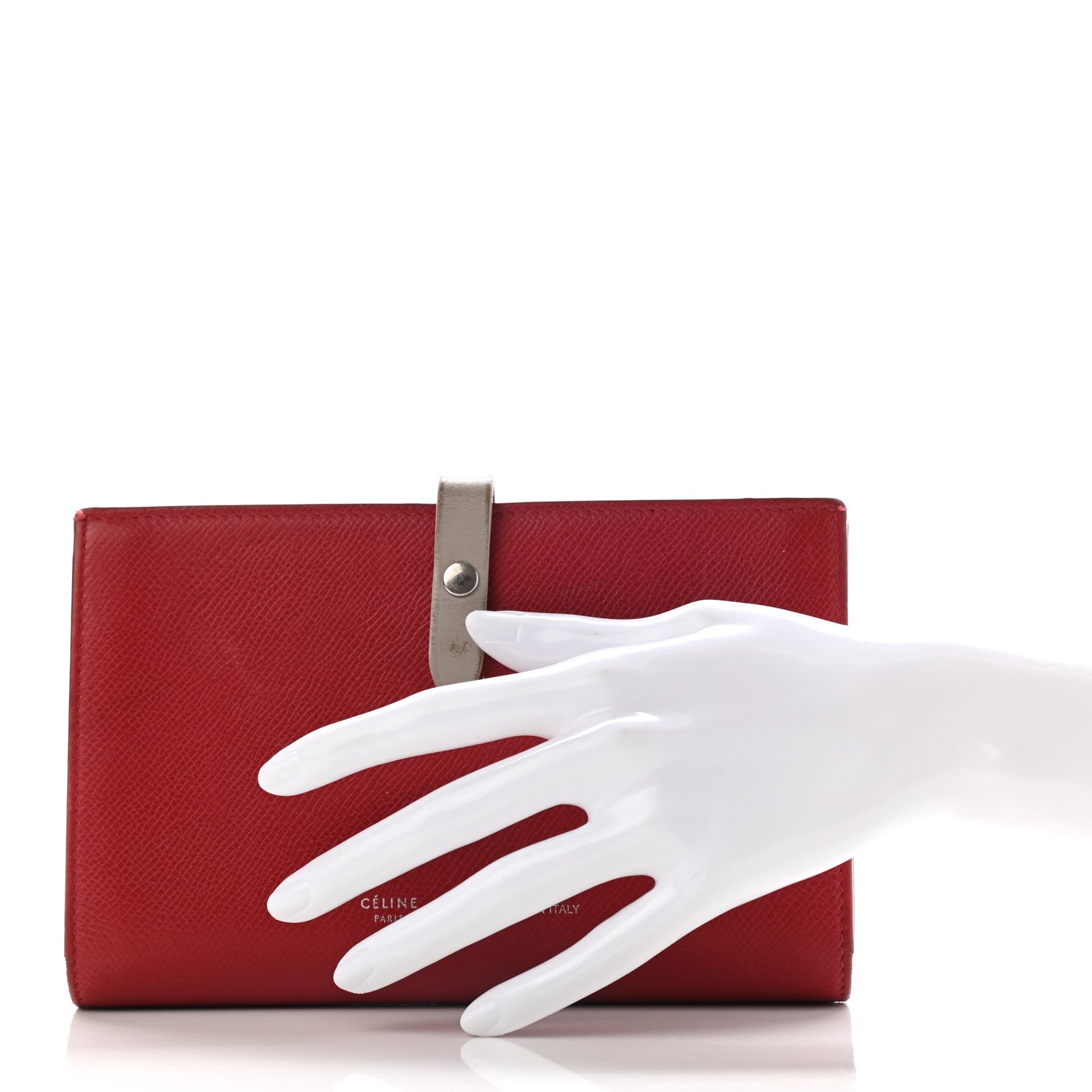 Celine Grained Calfskin Large Multifunction Strap Wallet Pop Red 2 of 10